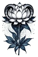 lotus flower and aries constellation formed tattoo design idea