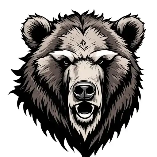 viking bear head looking to the right tattoo design idea