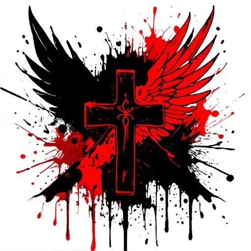 cross with wings spread tattoo design idea