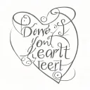 Baby J, Olivia, Mason, Michael, Tate, Tristyn, Zyann, Zach in the shape of a heart with elegant script font tattoo design idea