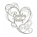 Baby J, Olivia, Mason, Michael, Tate, Tristyn, Zyann, Zach in the shape of a heart with elegant script font tattoo design idea