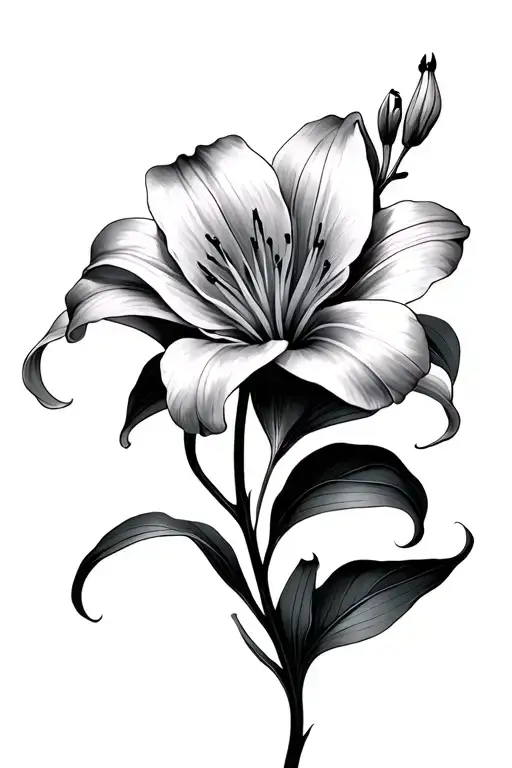 cybersigilism spider lily tattoo with stem and flower bending to the left tattoo design idea
