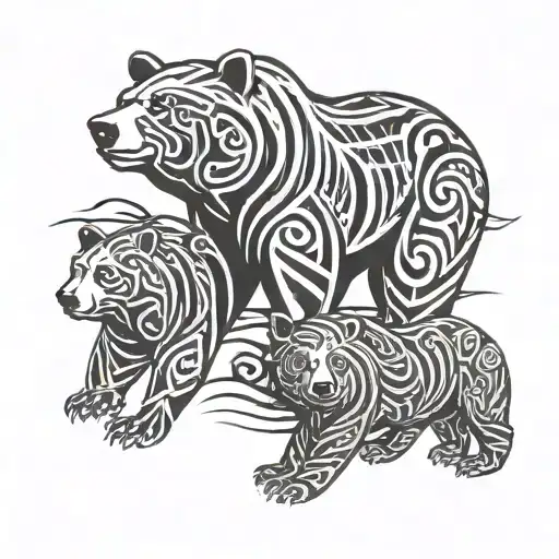 bear family with big bear, medium bear and small bear tattoo design idea