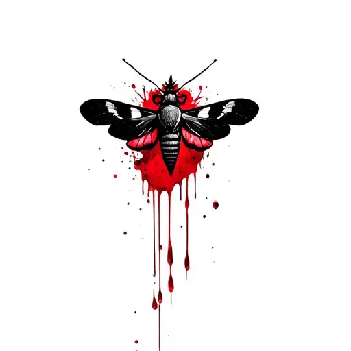 moth,leaf,marijuana,dripping blood tattoo design idea