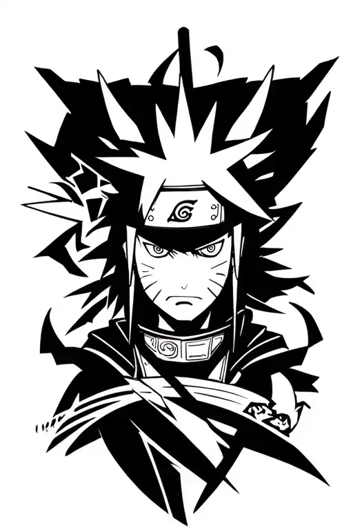 naruto combined with samurai jack  tattoo design idea
