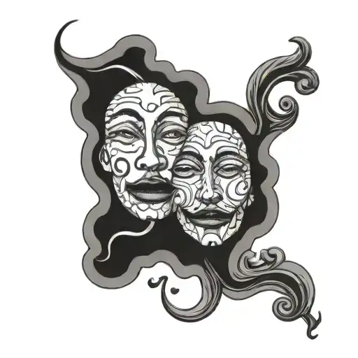 Bipolar happy sad face tattoo design idea