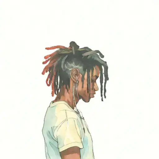 emo,depression,darkness,lonely,suicidal,sad,dark skinned male,dyed short dreads fully hiding face,teens,no tattoos,skinn tattoo design idea