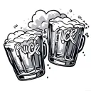 Shots glass cheers under with a fuck life cloud above the glass tattoo design idea