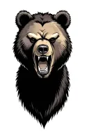 angry bear face tattoo design idea