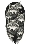 5 wolf pups inside a triangle tattoo design idea