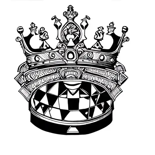 chess pieces queen and king crown tattoo design idea