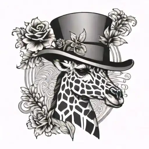 giraffe top hat tattoo design idea
