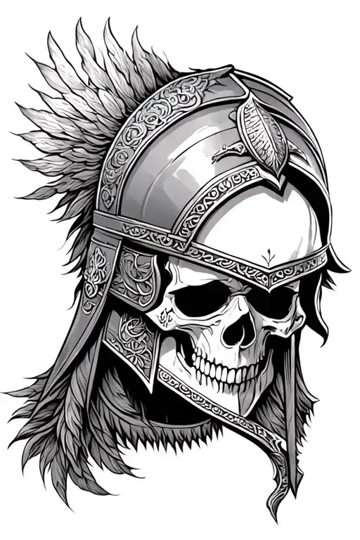 Persian warrior skull with helmet tattoo design idea