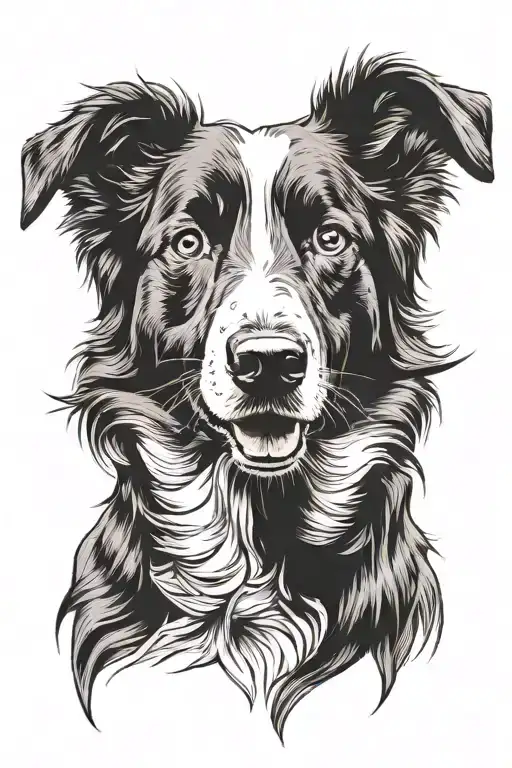 border collie floppy ears herding portrait tattoo tattoo design idea