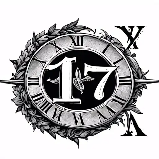 Roman Numeral 17 tattoo design idea