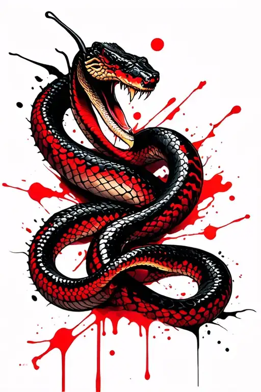 angry japanese snake tattoo design idea