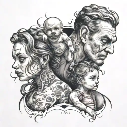 a man possessed and ha two young daughters one 8 month old and one 5 year old tattoo design idea