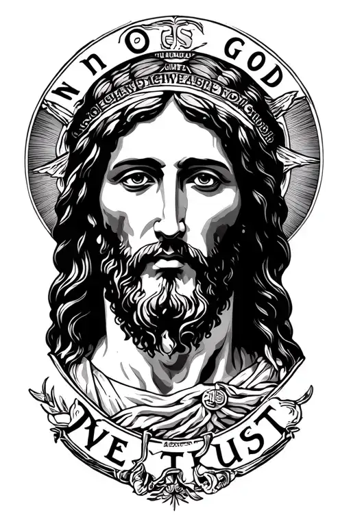 jesus in god we trust tattoo design idea