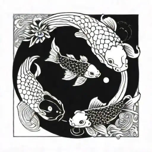 Koi fish as yin and yang symbol tattoo design idea