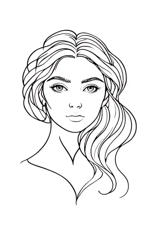 heart shape lady head tattoo design idea