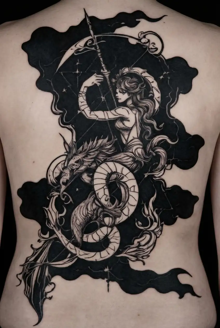 Sagittarius and Pisces  tattoo design idea