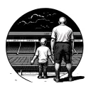 dad and son stood outside turf moor Burnley stadium  tattoo design idea