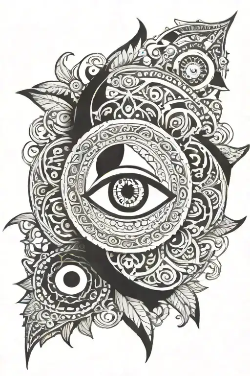 mandala balinese evil eye inside tattoo design idea