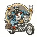 captain Spaulding riding Harley drinking whiskey tattoo design idea