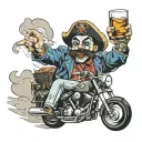 captain Spaulding riding Harley drinking whiskey tattoo design idea