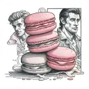 one pink macaron with 1986 added for a muscular white male tattoo design idea