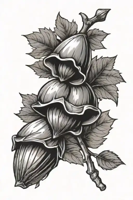 Arrow and top a acorn tattoo design idea