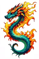 sea serpent dragon wrapped fire tattoo design idea