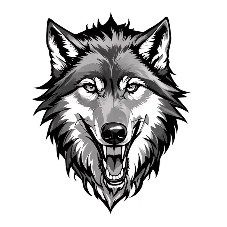 Wolf with a grin tattoo design idea