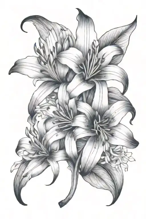 Giant Himalayan Lily intertwined Chinese calligraphy tattoo design idea