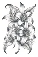 Giant Himalayan Lily intertwined Chinese calligraphy tattoo design idea