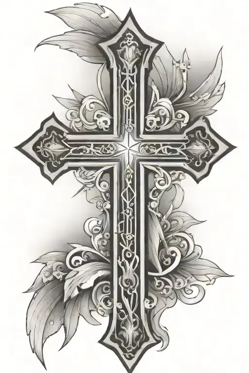 Cross With Light Rays and the name yahweh tattoo design idea