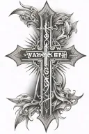 Cross With Light Rays and the name yahweh tattoo design idea