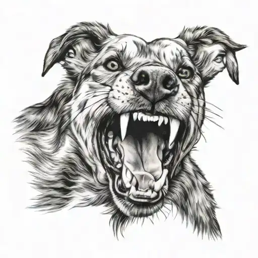 barking dog mouth open mouth tattoo design idea