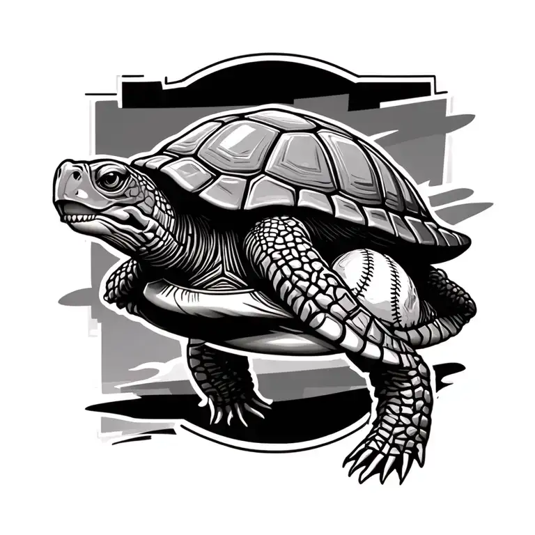 turtle baseball tattoo design idea
