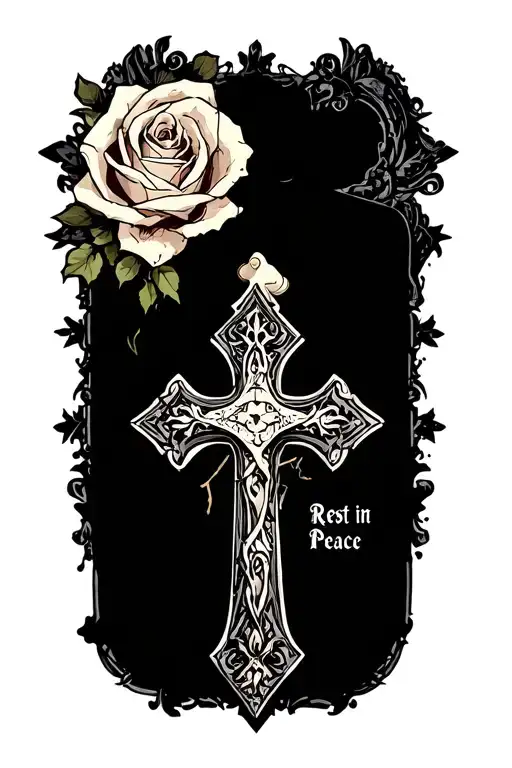 rest in peace dad with cross tattoo design idea