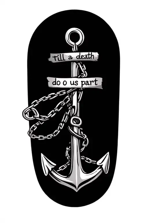 "Till death do us part" Anchor with chain tattoo design idea