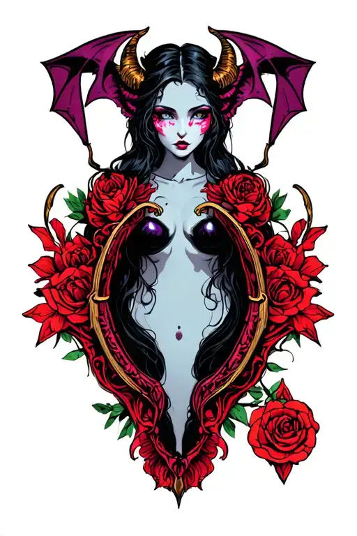 Symmetrical succubus womb tattoo for the initial S tattoo design idea