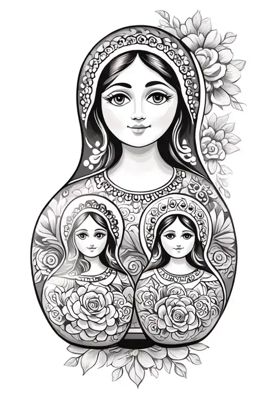 Russian nesting dolls mother and daughter tattoo design idea