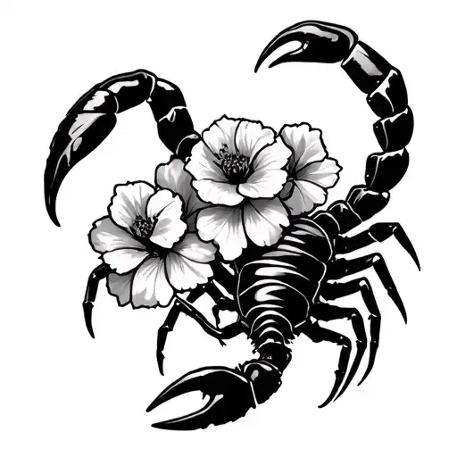 scorpio with geraniums tattoo design idea
