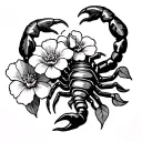 scorpio with geraniums tattoo design idea