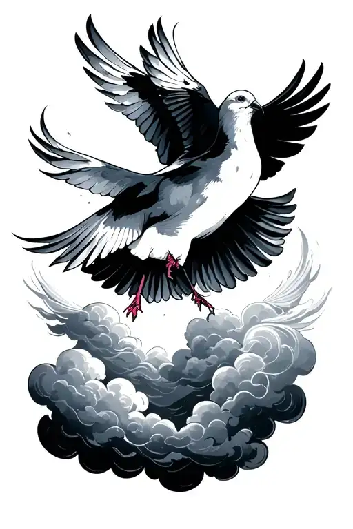 clouds with two doves flying. the verse "everything I have I owe to god." in the tattoo tattoo design idea