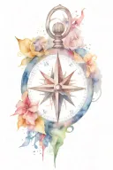 clock and compass tattoo design idea