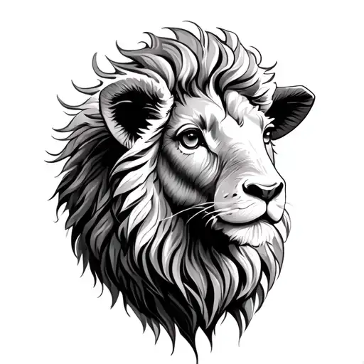 Lion Lamb tattoo design idea