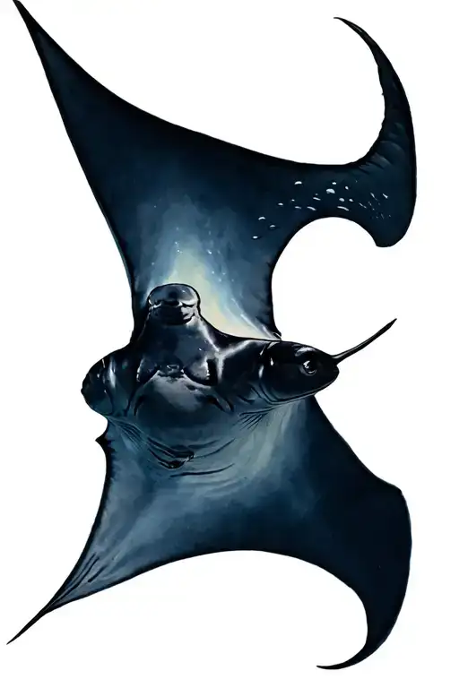 Manta ray swimming tattoo design idea
