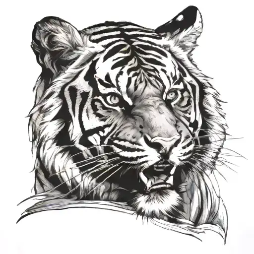 tiger face tattoo design idea